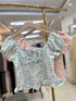 Embroider Puff Short Sleeves Crop Tops